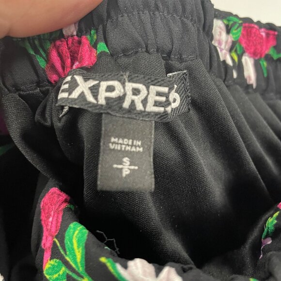 Express Womens Floral Jumpsuit Short Sleeve Black/Multi Size Small - Picture 8 of 8